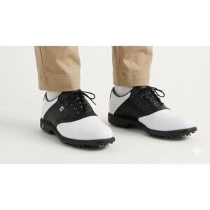 FootJoy eComfort Saddle Golf Shoes Mens 10.5 White Black 57783 Classic Spiked